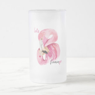 Caneca De Cerveja Vidro Jateado Flamingo Watercolor, Vamos Rosa Exótico Moderno