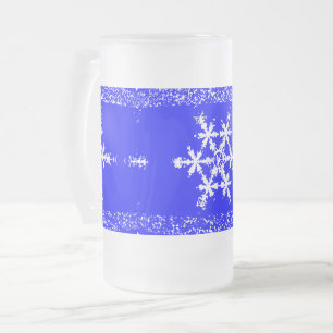 Caneca De Cerveja Vidro Jateado Flocos de neve Fosco de vidro Fosco de 16 oz
