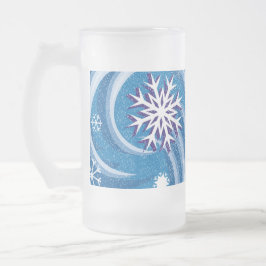 Caneca De Cerveja Vidro Jateado Flocos de neve no vento -
