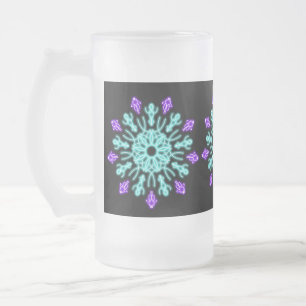 Caneca De Cerveja Vidro Jateado Flor de néon púrpura e roxo