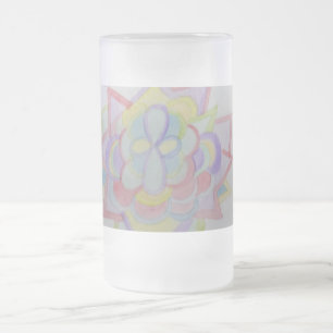Caneca De Cerveja Vidro Jateado Flor Geométrico Mandala