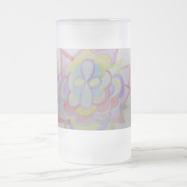 Caneca De Cerveja Vidro Jateado Flor Geométrico Mandala (Centro)