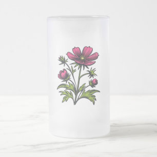 Caneca De Cerveja Vidro Jateado Flor selvagem