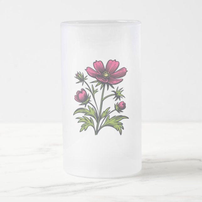 Caneca De Cerveja Vidro Jateado Flor selvagem (Centro)