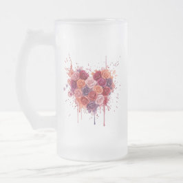 Caneca De Cerveja Vidro Jateado Flores