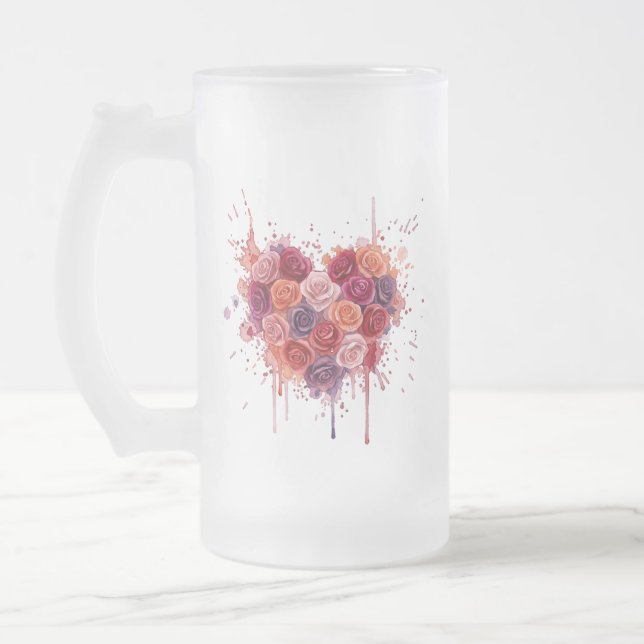 Caneca De Cerveja Vidro Jateado Flores (Esquerda)