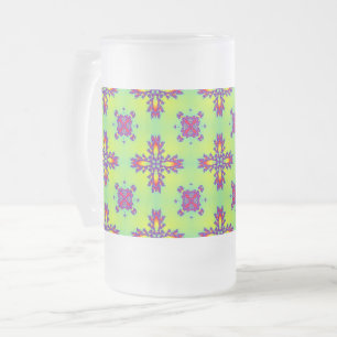 Caneca De Cerveja Vidro Jateado Flores de Artdeco no Estilo Retroativo