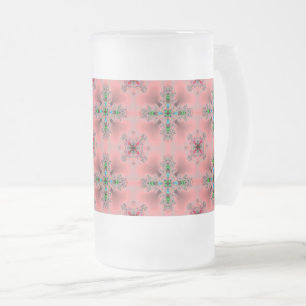 Caneca De Cerveja Vidro Jateado Flores de Artdeco no Estilo Retroativo