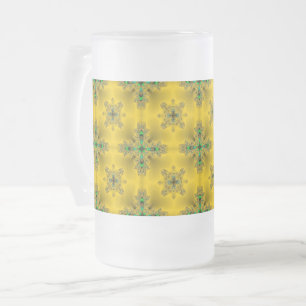 Caneca De Cerveja Vidro Jateado Flores de Artdeco no Estilo Retroativo