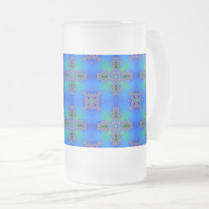 Caneca De Cerveja Vidro Jateado Flores de Artdeco no Estilo Retroativo