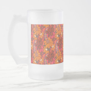 Caneca De Cerveja Vidro Jateado Flores de Groovy de Queda