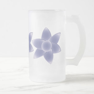 Caneca De Cerveja Vidro Jateado Flores roxas