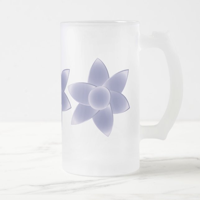 Caneca De Cerveja Vidro Jateado Flores roxas (Direita)
