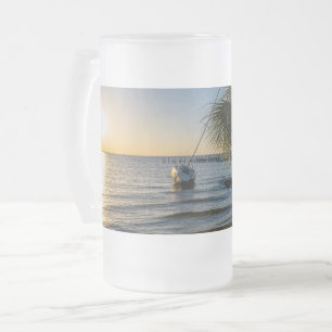 Caneca De Cerveja Vidro Jateado Flórida Palm Tree Sunset Fosco Beer Mug