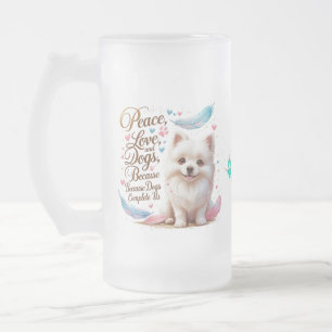 Caneca De Cerveja Vidro Jateado Fluffy Pup Love