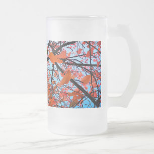 Caneca De Cerveja Vidro Jateado Folhas de laranja