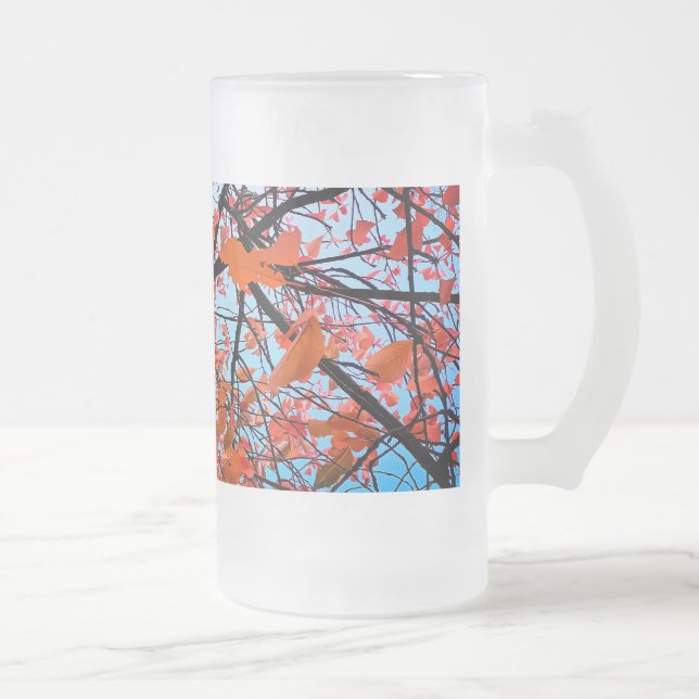 Caneca De Cerveja Vidro Jateado Folhas de laranja (Direita)