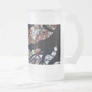 Caneca De Cerveja Vidro Jateado Folhas de ouro