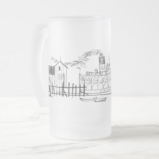 Caneca De Cerveja Vidro Jateado Fosco 16 oz. Mug, Bloco Island Seaside Dock