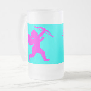 Caneca De Cerveja Vidro Jateado Fosco Anjo de 16 oz, Fosco cor-de-rosa
