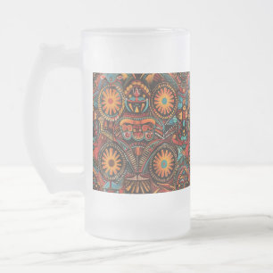 Caneca De Cerveja Vidro Jateado Fosco Azul - Vidro "Impressão Ancestral do Eterno"