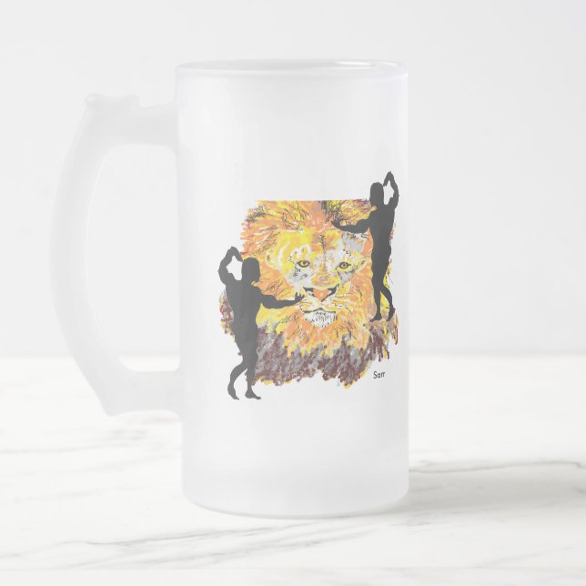 Caneca De Cerveja Vidro Jateado Fosco Beer Mug : Trabalhe (Esquerda)
