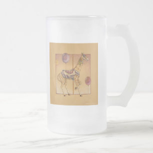 Caneca De Cerveja Vidro Jateado Fosco - Carousel Giraffe