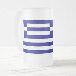 Caneca De Cerveja Vidro Jateado Fosco com bandeira de Grécia