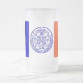 Caneca De Cerveja Vidro Jateado Fosco com bandeira de Nova Iorque
