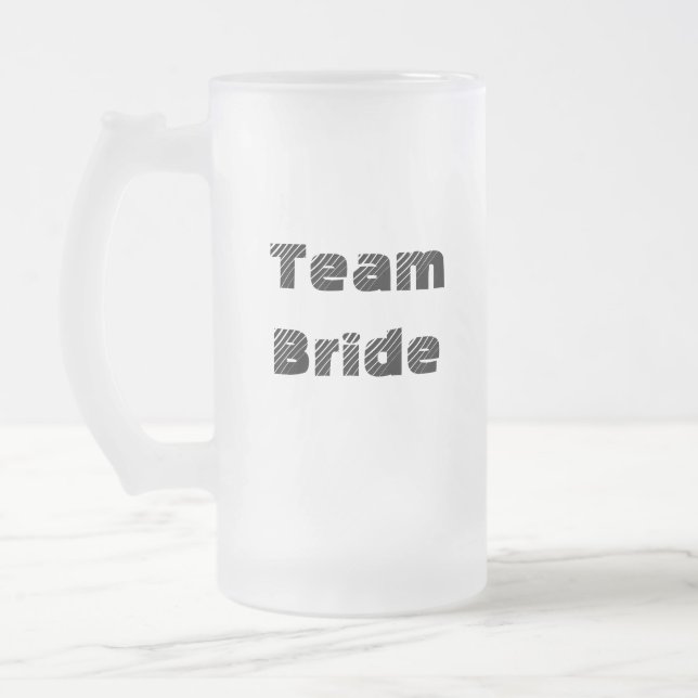 Caneca De Cerveja Vidro Jateado Fosco da Equipe Bride Mug (Esquerda)