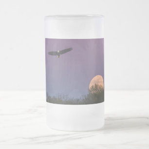 Caneca De Cerveja Vidro Jateado Fosco de Águia Superlua Rosa