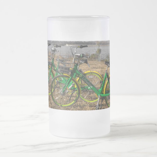 Caneca De Cerveja Vidro Jateado Fosco de Bike Triplets (Centro)