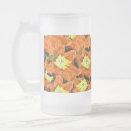 Caneca De Cerveja Vidro Jateado Fosco de cerveja: Flor selvagem