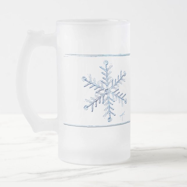 Caneca De Cerveja Vidro Jateado Fosco de Floco de Neve (Esquerda)