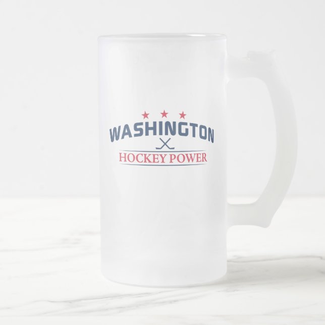 Caneca De Cerveja Vidro Jateado Fosco de Hockey com Washington (Direita)