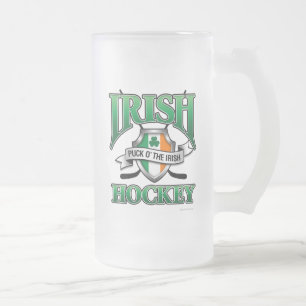 Caneca De Cerveja Vidro Jateado Fosco De Hóquei Irlandês Beer Mug