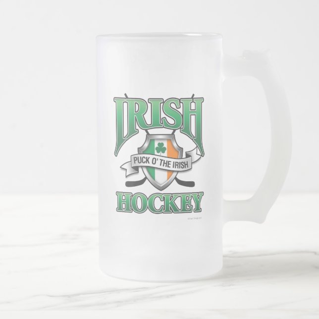 Caneca De Cerveja Vidro Jateado Fosco De Hóquei Irlandês Beer Mug (Direita)