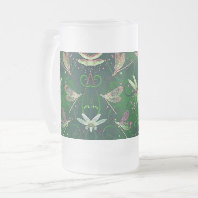 Caneca De Cerveja Vidro Jateado Fosco De Libras Verdes (Frente Esquerda)