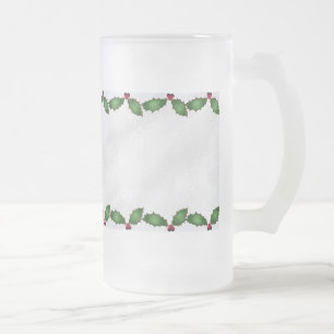 Caneca De Cerveja Vidro Jateado Fosco de Natal