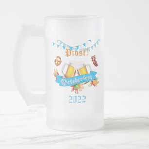Caneca De Cerveja Vidro Jateado Fosco de Oktoberfest