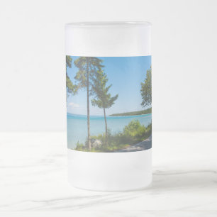 Caneca De Cerveja Vidro Jateado Fosco de Paraíso em Lado Curto