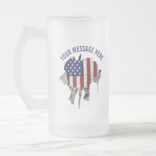 Caneca De Cerveja Vidro Jateado Fosco de Sinalizador Americano Destruído, Raspado