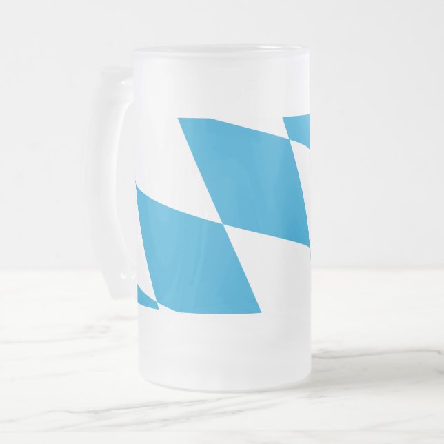 Caneca De Cerveja Vidro Jateado Fosco de vidro com bandeira da Baviera (Frente Esquerda)