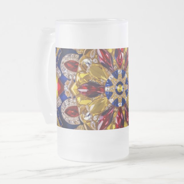 Caneca De Cerveja Vidro Jateado Fosco de vidro com design colombiano (Frente Esquerda)