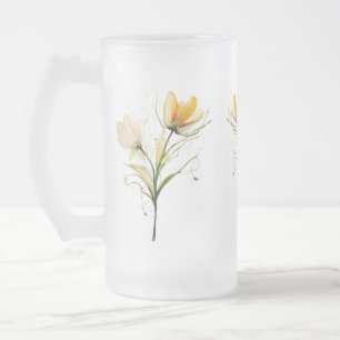 Caneca De Cerveja Vidro Jateado Fosco de vidro do Elegante - Design de Buquê Flor