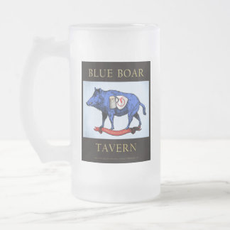 Caneca De Cerveja Vidro Jateado Fosco do Boar Azul