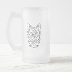 Caneca De Cerveja Vidro Jateado Fosco Estilizado
