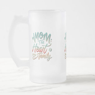Caneca De Cerveja Vidro Jateado Fosco Glass Mug 16 oz - "Mãe: O Coração de Nossos
