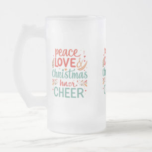 Caneca De Cerveja Vidro Jateado Fosco Glass Mug 16 oz - Paz, Amor e Natal