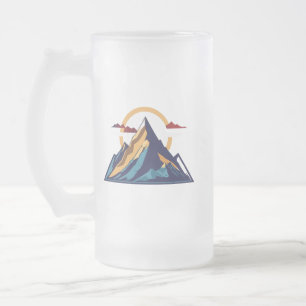 Caneca De Cerveja Vidro Jateado Fosco Glass Mug 16 oz - Serene Mountain Majestade
